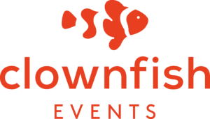 Clownfish Events logo - orange logo on transparent background